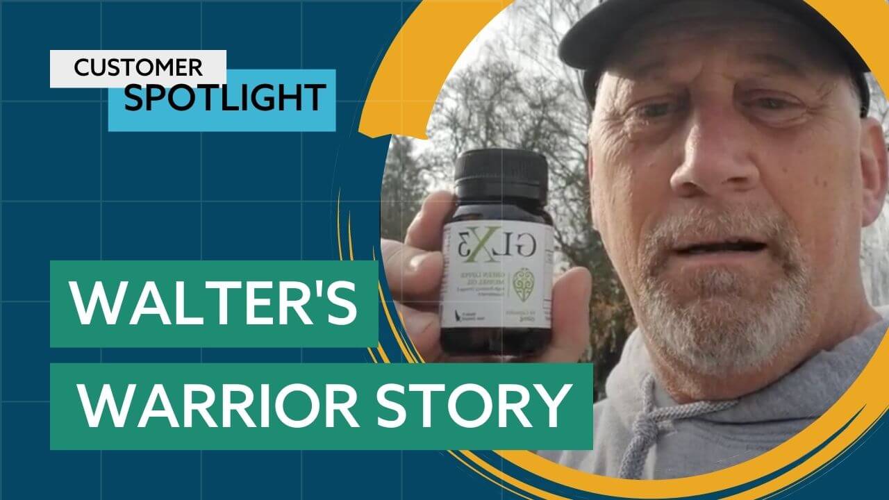 A man wearing a cap and jacket is holding a product bottle close to his face.