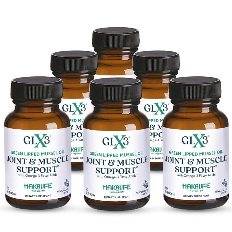 GLX3 - Extra Strength Green Lipped Mussel Oil (3 Months Off) bottles for joint and muscle support
