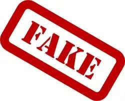An image of a rectangular red stamp with rounded edges, displaying the word "FAKE" in bold, uppercase letters serves as a cautionary symbol when learning